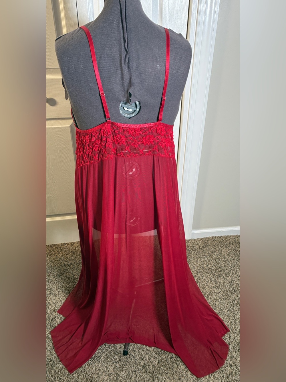 Red Lace Babydoll Nightgown — 3XL - Picture 5 of 9